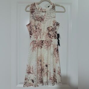 As U Wish Cream and Brown Lace Midi Dress